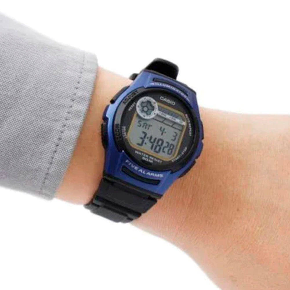 Reloj Digital Deportivo Casio Original W213-2AVCF en Resina Color Azul y Negro