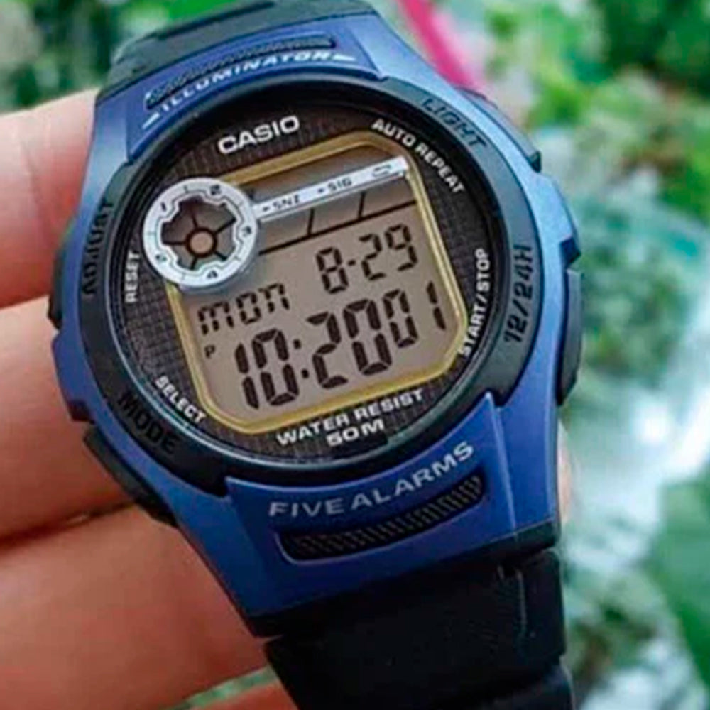 Reloj Digital Deportivo Casio Original W213-2AVCF en Resina Color Azul y Negro