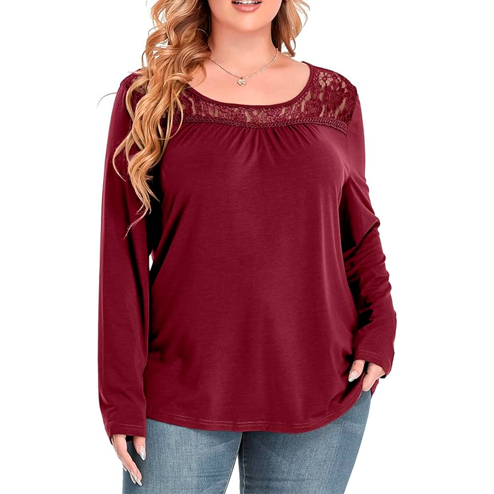 Blusa Manga Larga Zyfmaily Color Vino Tinto Para Mujer Talla 2X