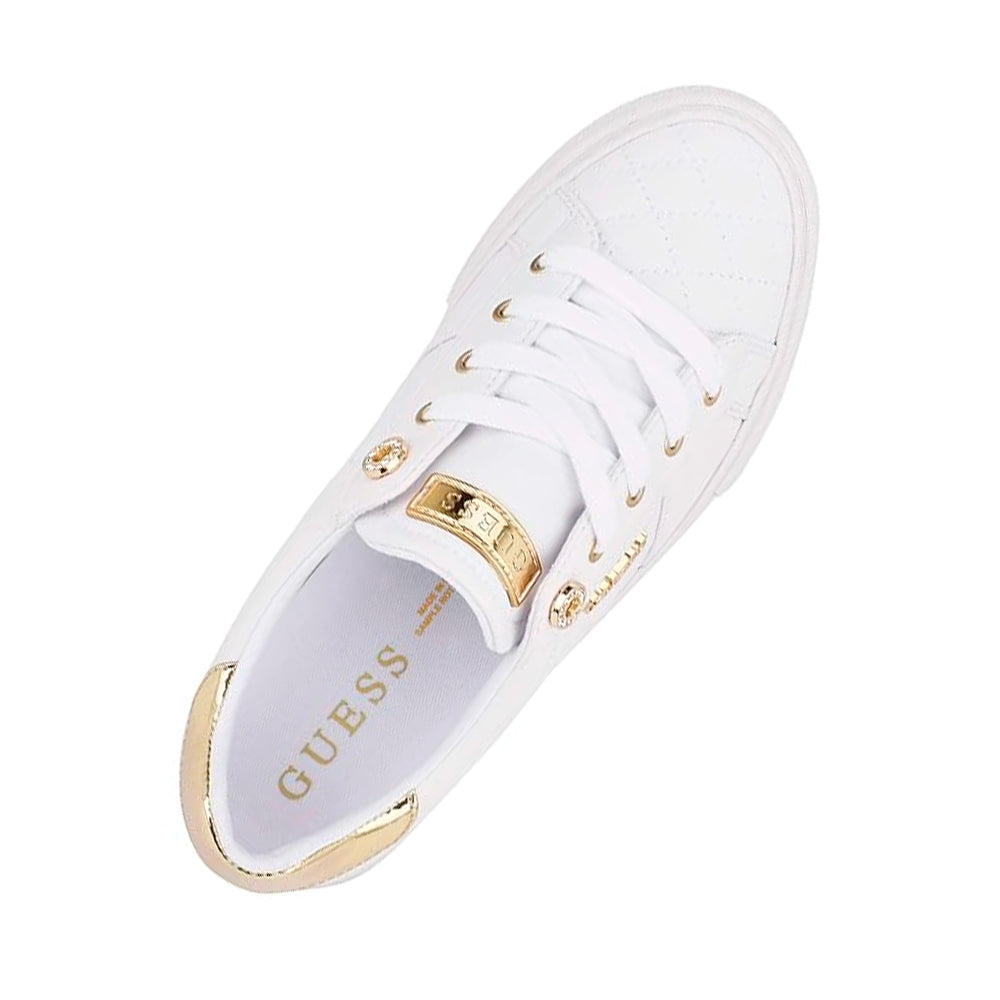 Zapatillas Guess Loven Blanco con detalles Dorados para Mujer