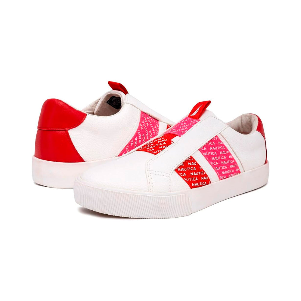 Zapatillas Nautica KW3255 Color Blanco/Rosado Para Mujer