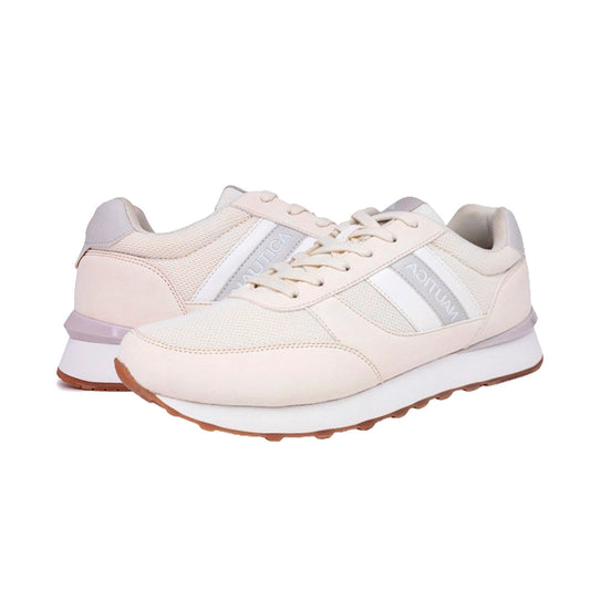 Zapatillas Nautica CG5323 Logo Lace-Up Para Mujer Color Beige