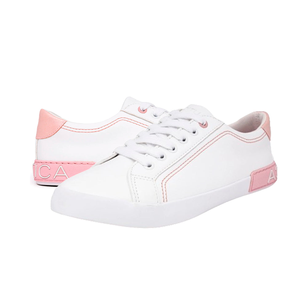 Zapatillas Nautica KW2526 Logo Lace-Up Original Color Blanco y Rosado Unisex