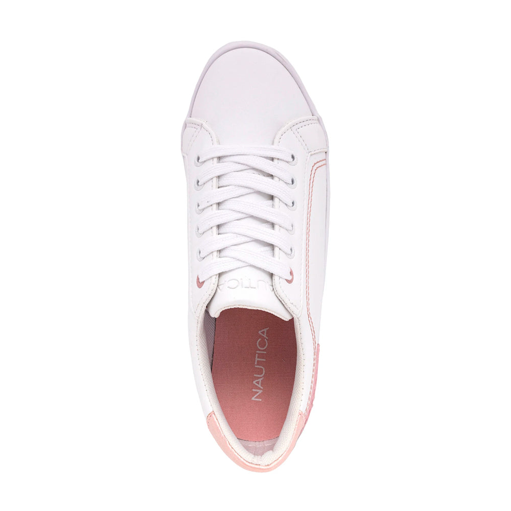 Zapatillas Nautica KW2526 Logo Lace-Up Original Color Blanco y Rosado Unisex