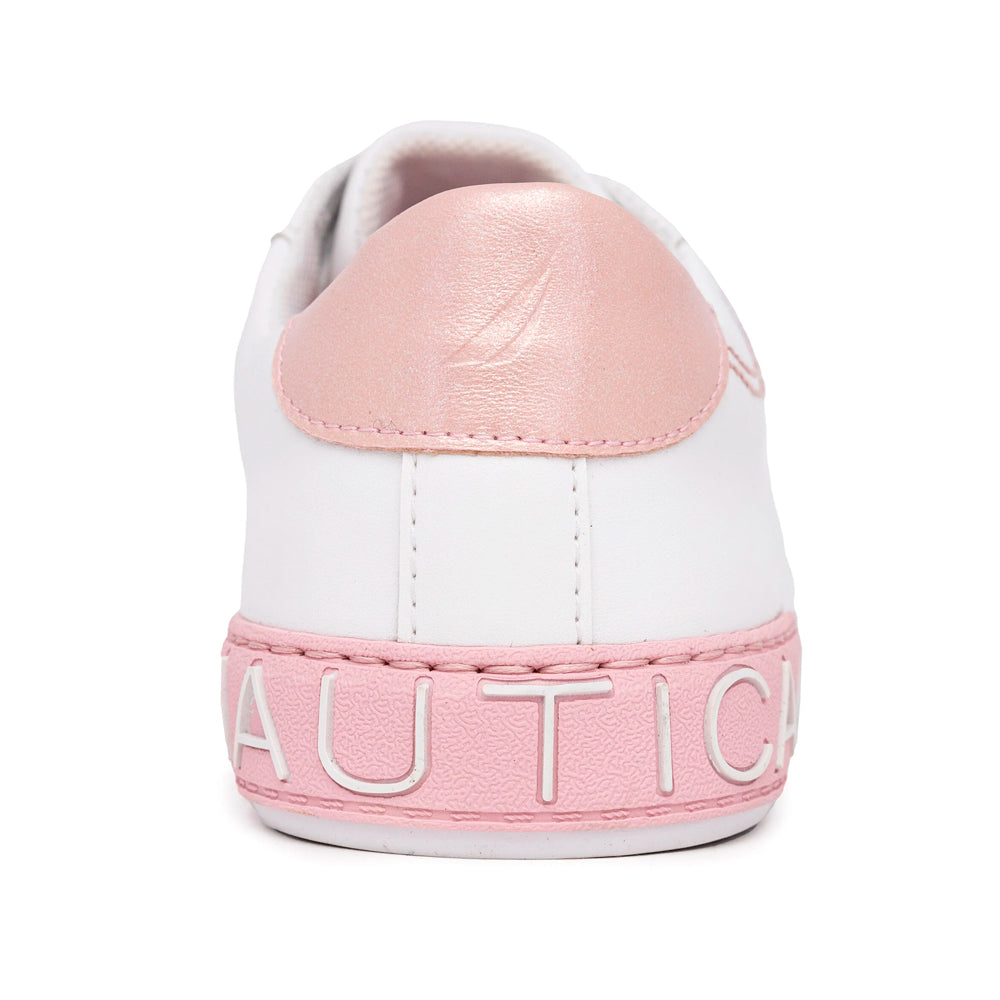 Zapatillas Nautica KW2526 Logo Lace-Up Original Color Blanco y Rosado Unisex