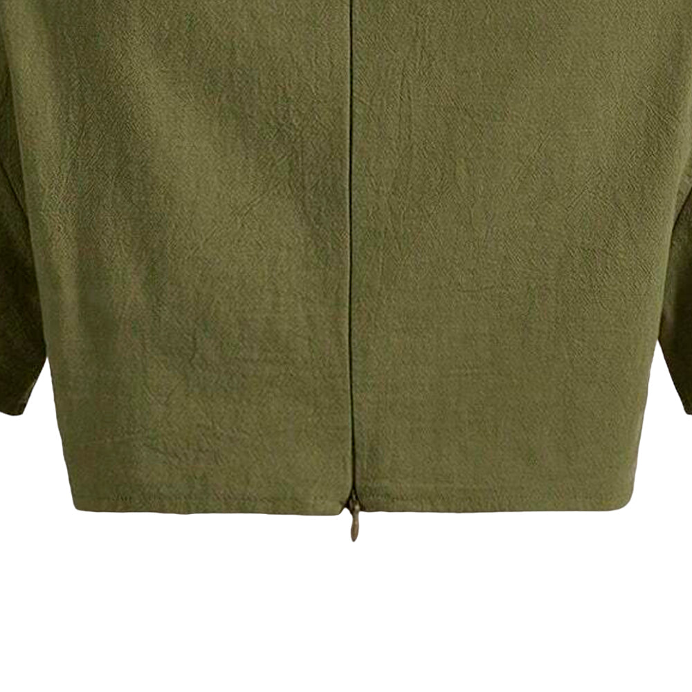 Camisa Crop Shein con Solapa de Hombros Caidos Color Verde Militar Talla S