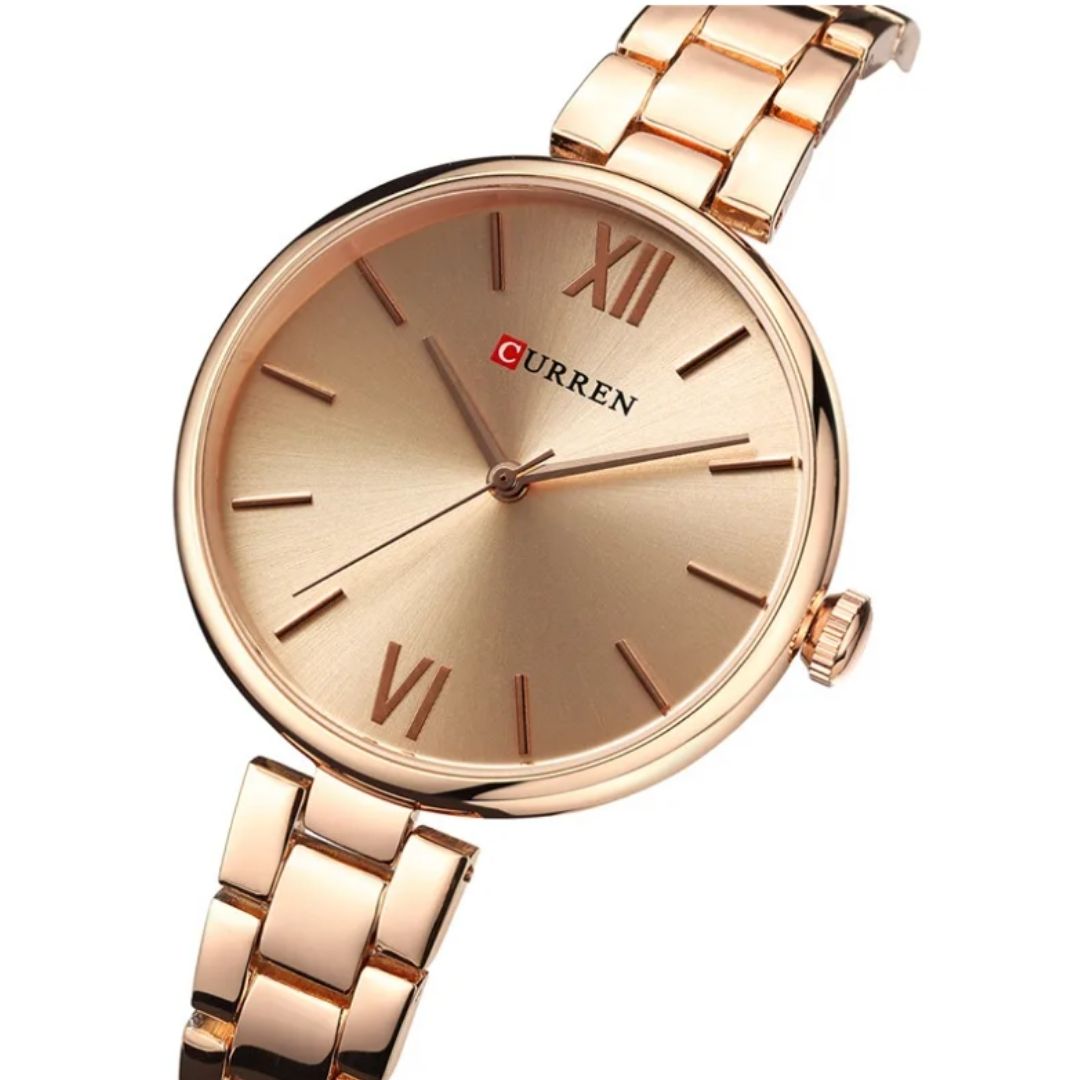 Reloj Análogo Curren Original KREb7120 para Mujer Acero Color Oro Rosa