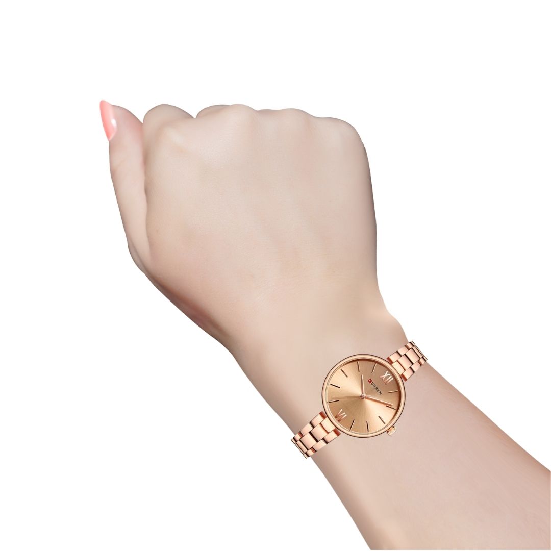 Reloj Análogo Curren Original KREb7120 para Mujer Acero Color Oro Rosa