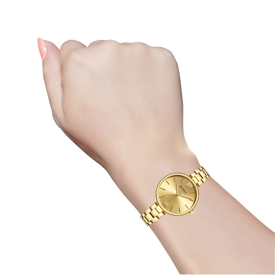 Reloj Análogo Curren Original KREb7118 para Mujer Acero Color Dorado