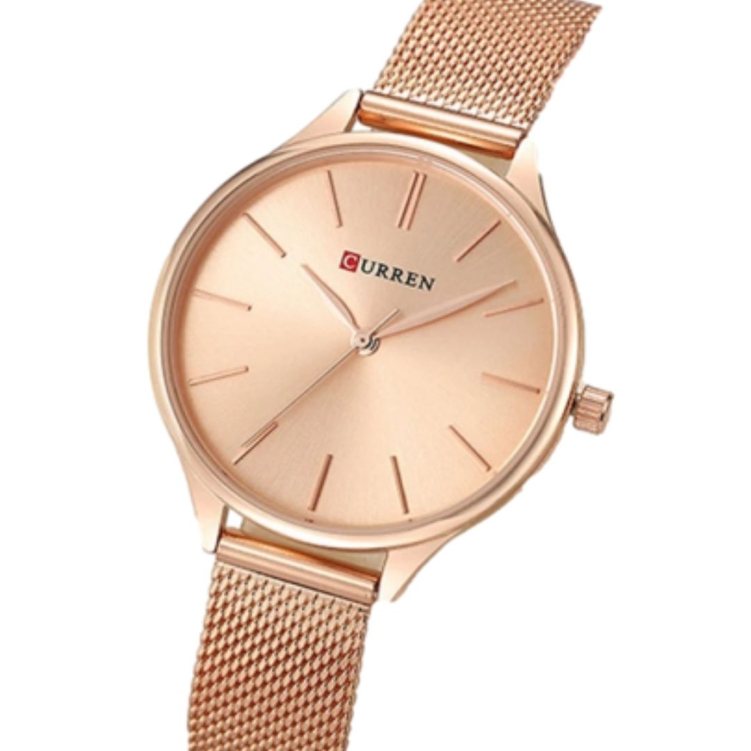 Reloj Análogo Curren Original KREb7320 para Mujer Acero Color Oro Rosa