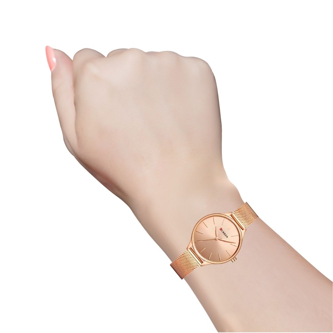 Reloj Análogo Curren Original KREb7320 para Mujer Acero Color Oro Rosa