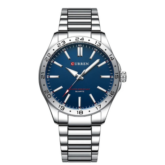 Reloj Análogo Curren Original para Hombre KRED9303 Azul en Acero Inoxidable Color Plateado