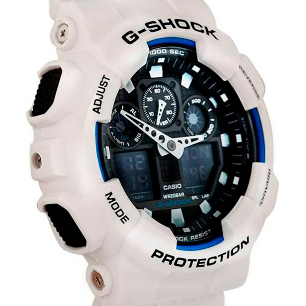 Reloj Analogo Digital Casio Original G-Shock GA-100B-7A Resina Color Blanco