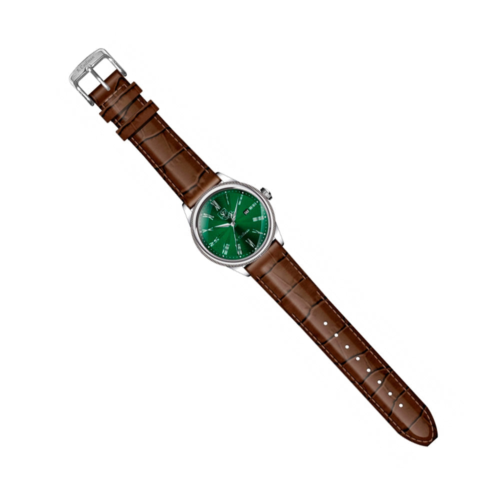 Reloj Analogo S. Coifman Original SC0559 Hombre Correa de Cuero Marrón-Verde