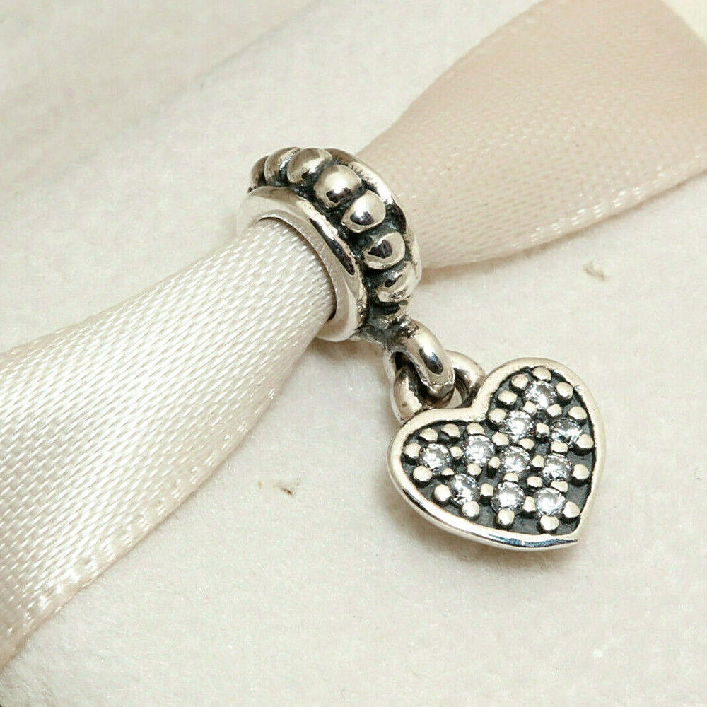 Charm Colgante Pandora Original para Mujer 791023CZ Pave Heart Sterling Plata s925