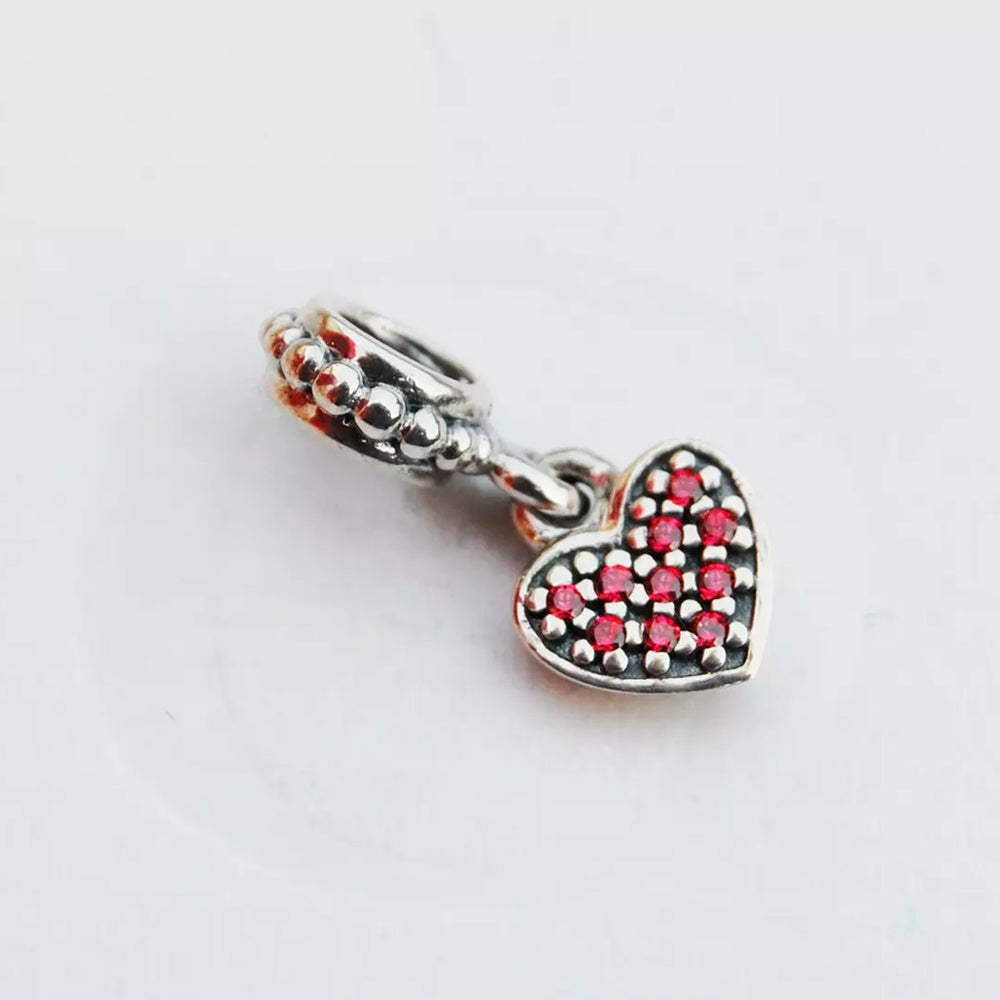 Charm Colgante Pandora Original para Mujer 791023CZR Pave Heart Sterling Plata s925