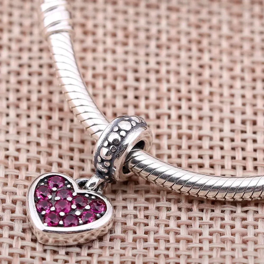 Charm Colgante Pandora Original para Mujer 791023CZR Pave Heart Sterling Plata s925