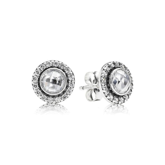 Aretes Pendientes Pandora Tipo Topo Redondo con Detalles en Circonita 290553CZ Plata 925