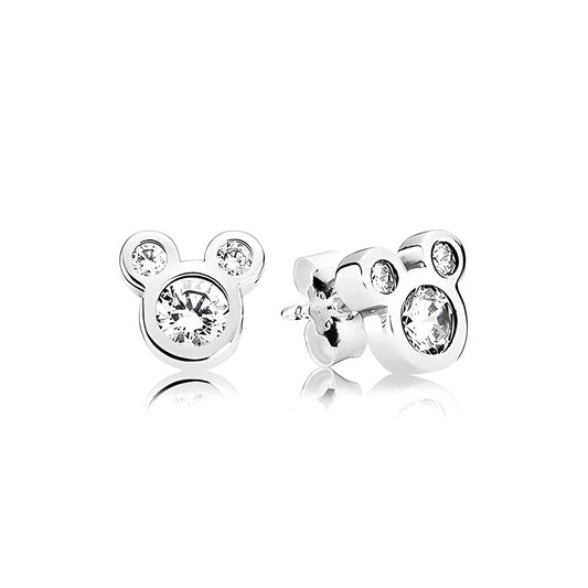 Aretes Pendientes Pandora Tipo Topo Mickey Mouse en Circonitas 290577CZ Plata 925