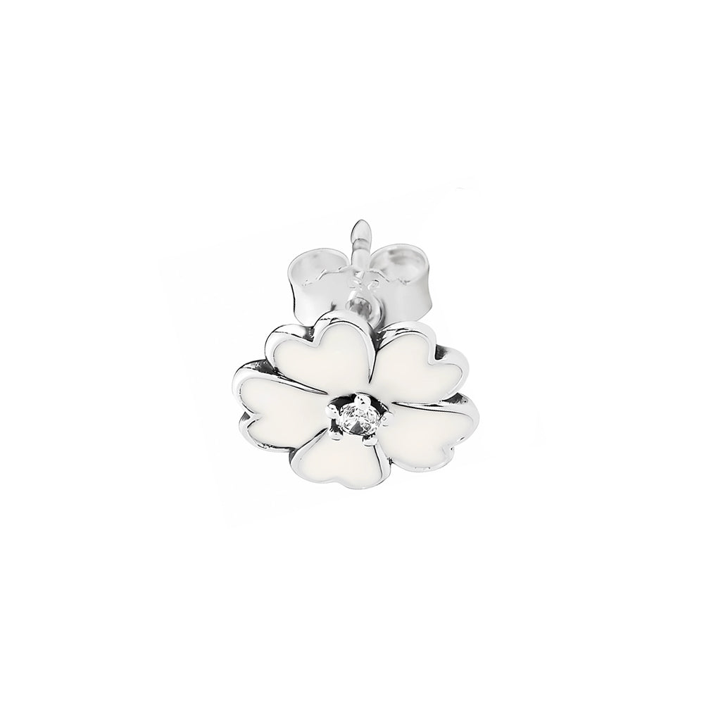 Aretes Pendientes Pandora Tipo Flor de Primula Blanca 290569EN12 Plata 925