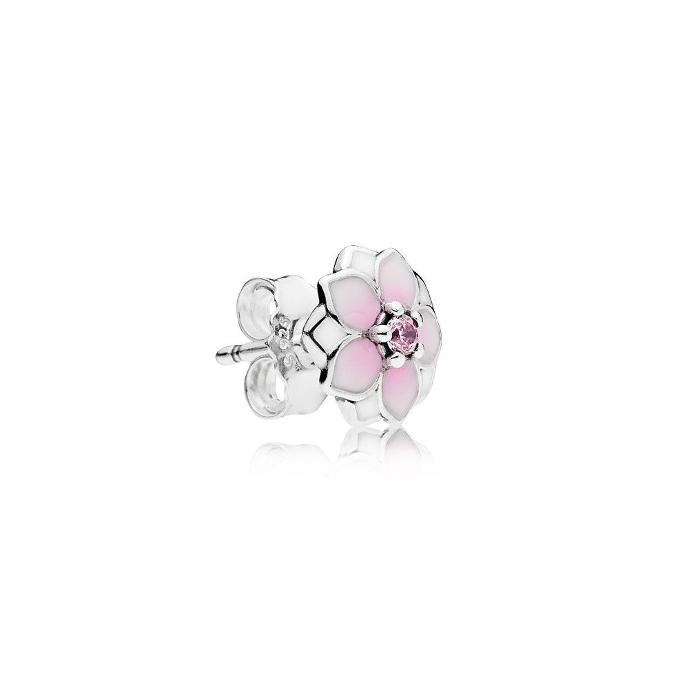 Aretes Pendientes Pandora 290739PCZ Flor con Circonica Rosa y Blanco Plata 925