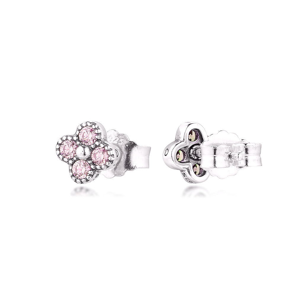 Aretes Pendientes Pandora de Flor Oriental y Piedras de Circonita Rosa 290647PCZ Plata 925