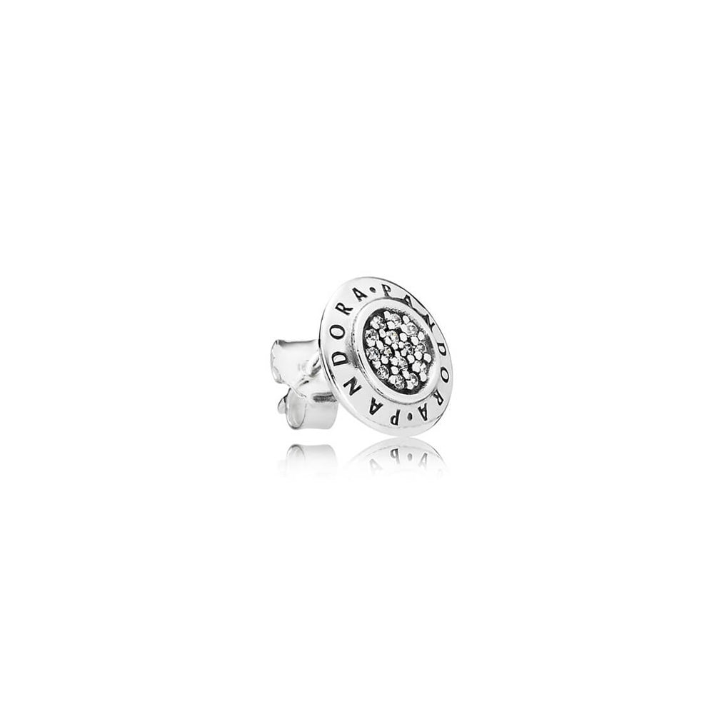 Aretes Pendientes Pandora Tipo Brillantes con Insignia Pandora 290559CZ Redondo Plata 925