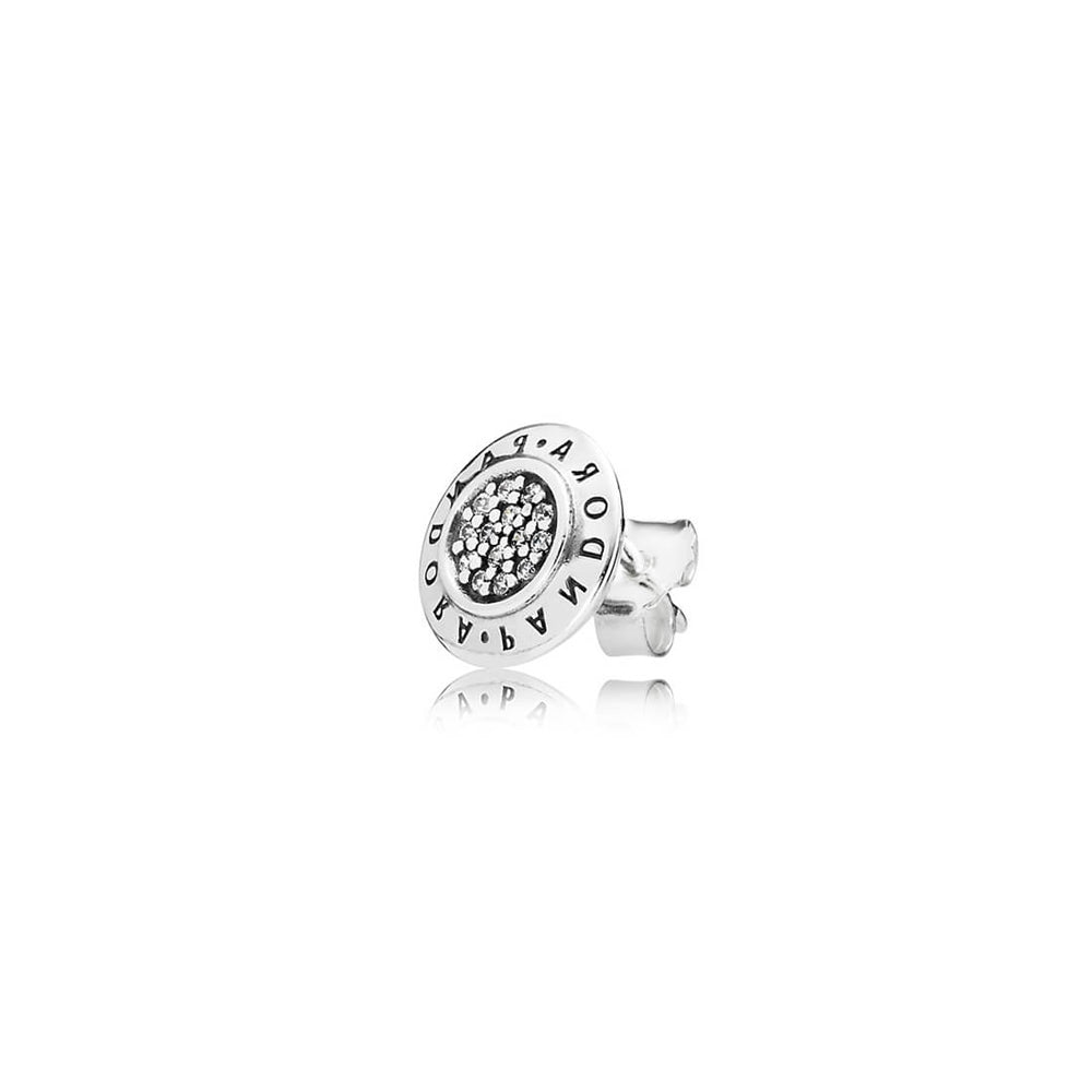 Aretes Pendientes Pandora Tipo Brillantes con Insignia Pandora 290559CZ Redondo Plata 925