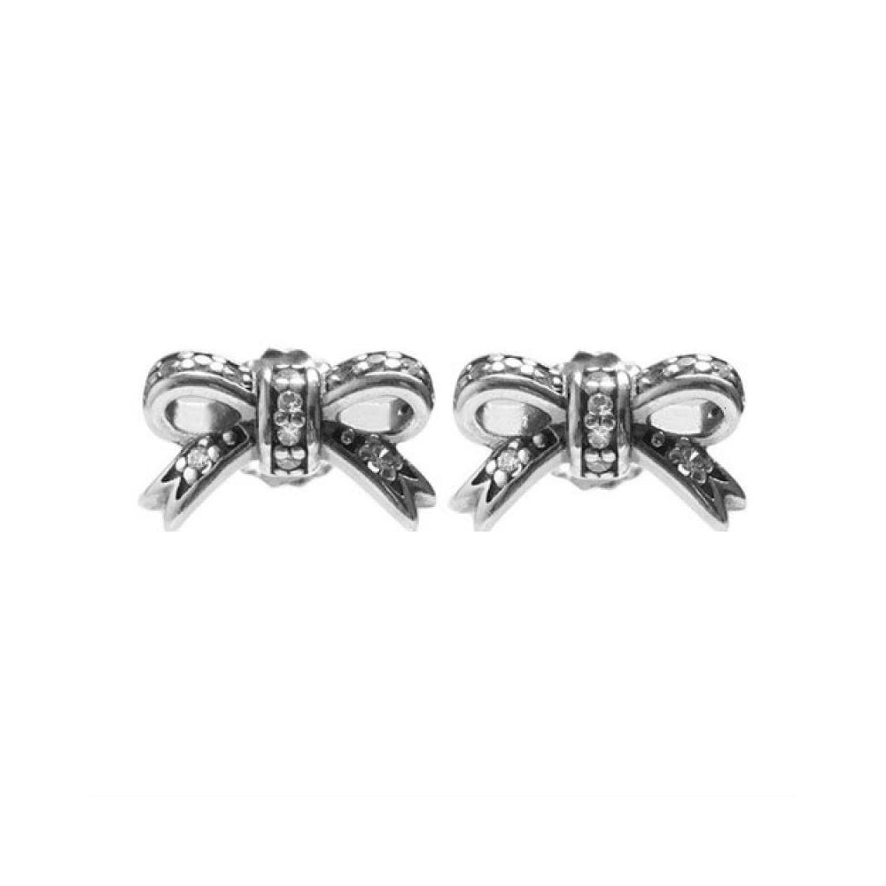 Aretes Pendientes Pandora Lazo de Corazones Tipo Topo 290555CZ Plata 925