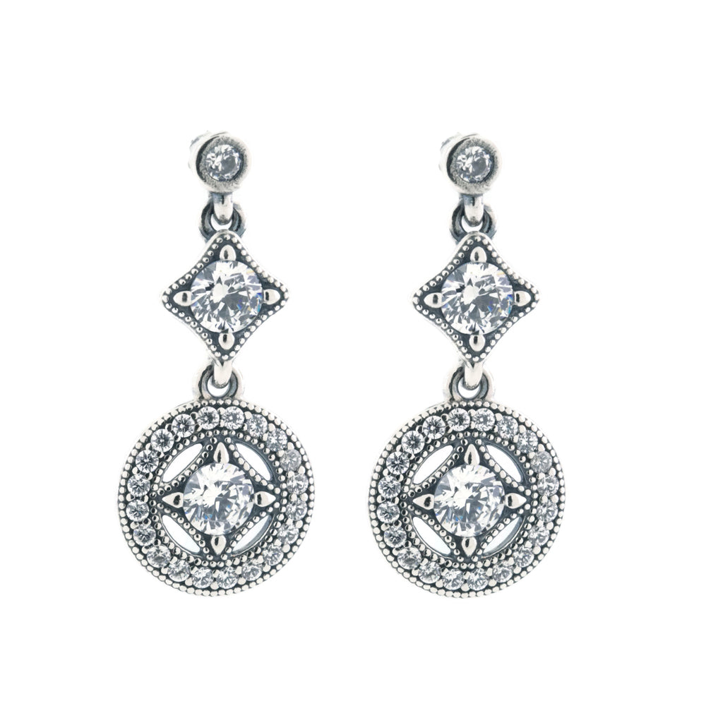 Aretes Pendientes Pandora Atraccion Vintage con Circonitas 290722C Plata 925