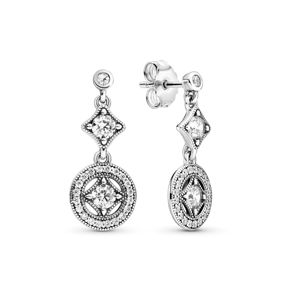 Aretes Pendientes Pandora Atraccion Vintage con Circonitas 290722C Plata 925