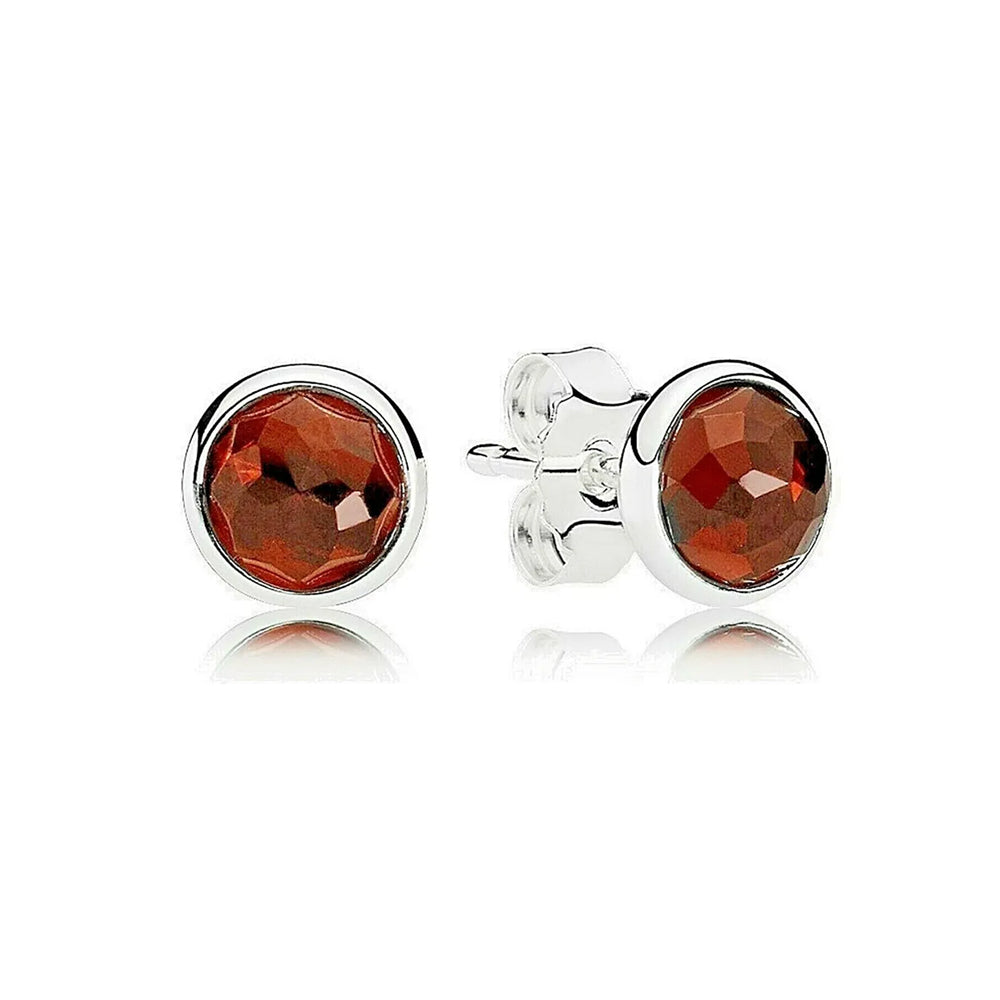 Aretes Pendientes Pandora Bienvenida a Enero con Granates Rojos 290738GR Plata 925