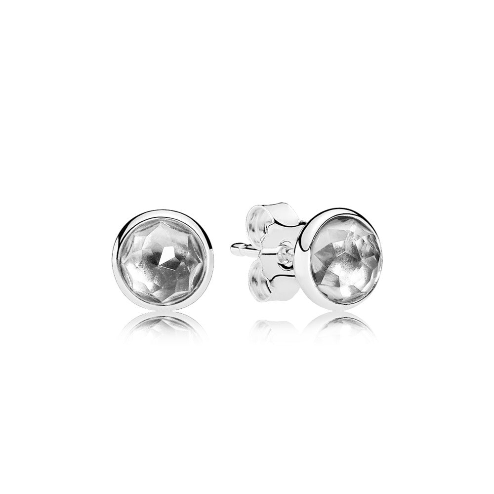 Aretes Pendientes Pandora Gotas de Abril Piedra Cristal de Roca 290738RC Plata 925 y Cristal