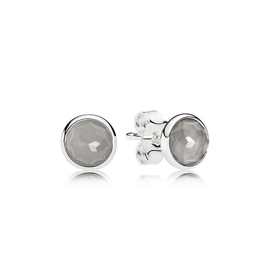 Aretes Pendientes Pandora Gotas de Junio Piedra Luna Gris 290738MSG Plata 925