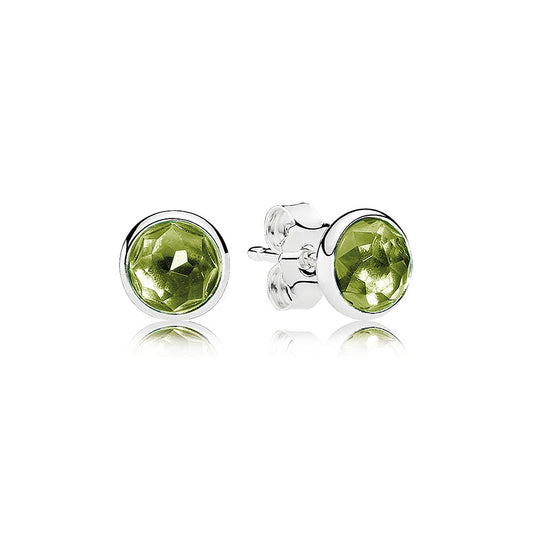 Aretes Pendientes Pandora Gotas de Agosto Piedra Verde Agua 290738PE Plata de 925