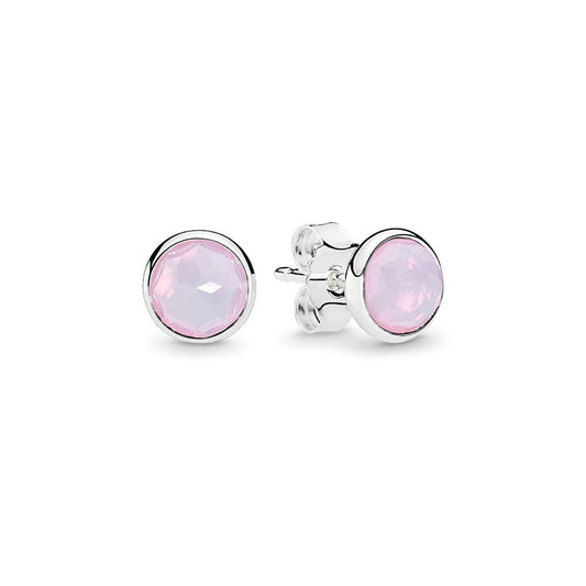 Aretes Pendientes Pandora Gota de Octubre Cristal Rosa Opalescente 290738NOP Plata 925