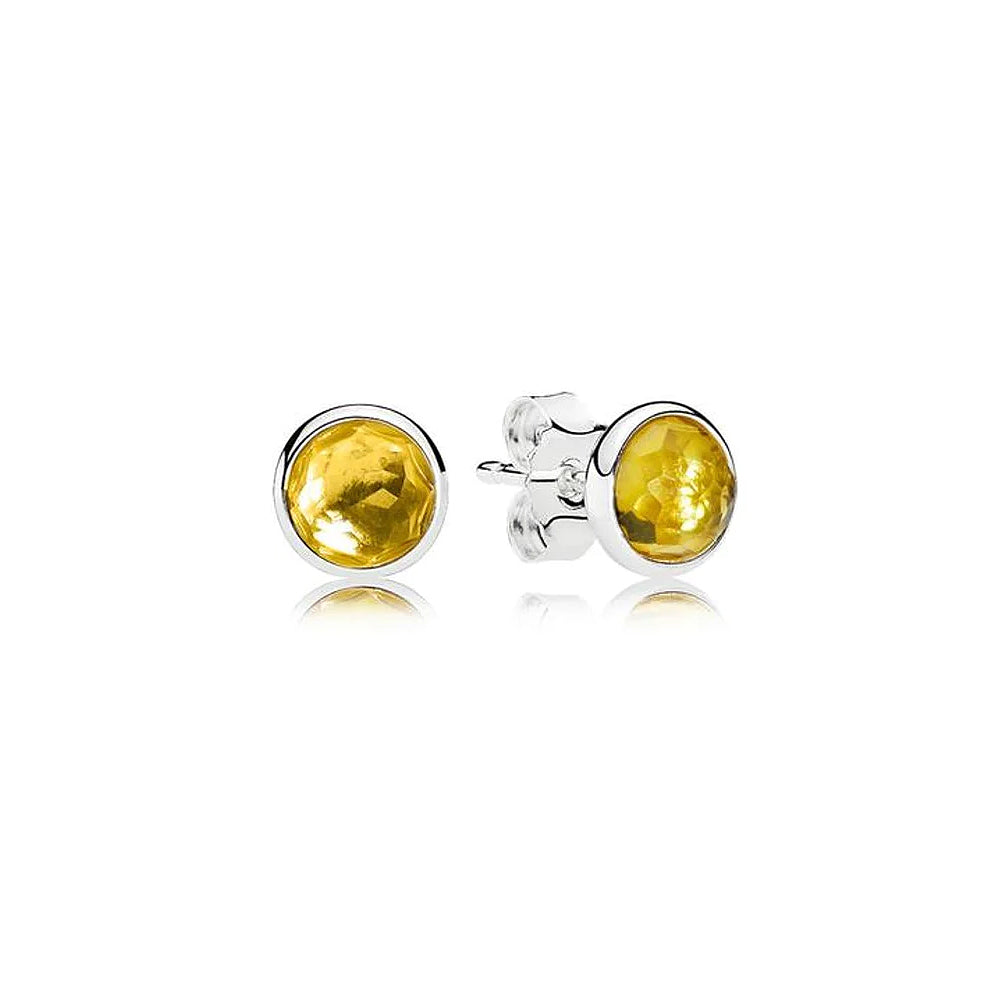 Aretes Pendientes Pandora Gota de Noviembre Piedra Amarilla 290738CI Plata 925