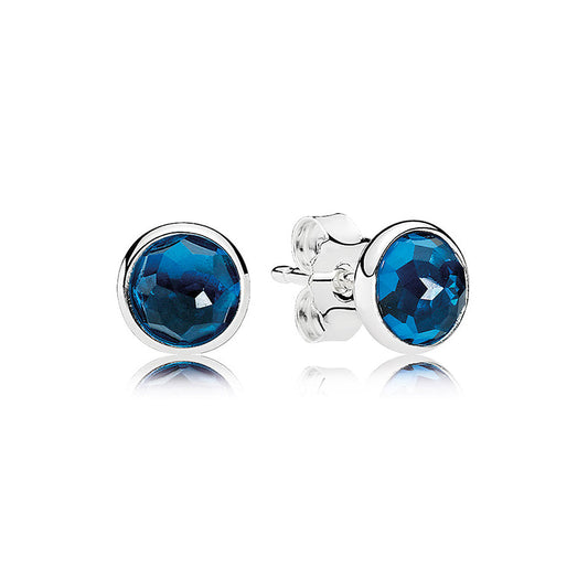 Aretes Pendientes Pandora Gotas de Diciembre Piedra Azul 290738NLB Plata 925