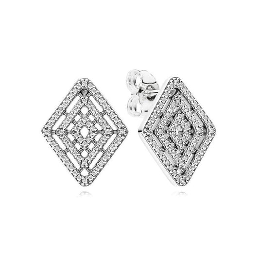 Aretes Pendientes Pandora Lineas Geometricas y Detalles en Circonita 296208CZ Plata 925