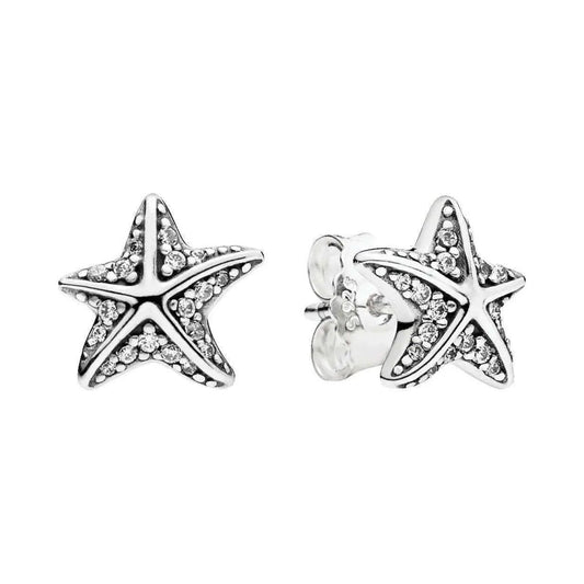 Aretes Pendientes Pandora Estrella de Mar Tropical y Circonica 290748CZ Plata 925