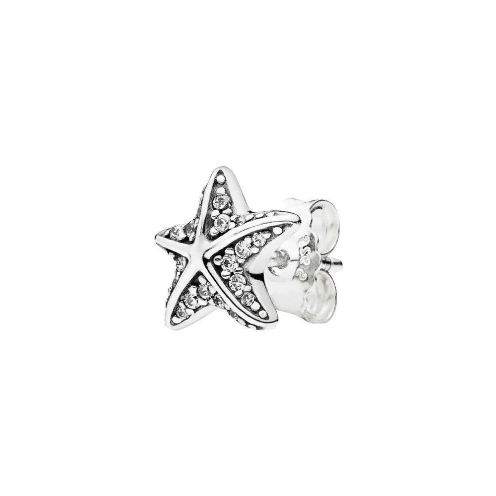 Aretes Pendientes Pandora Estrella de Mar Tropical y Circonica 290748CZ Plata 925