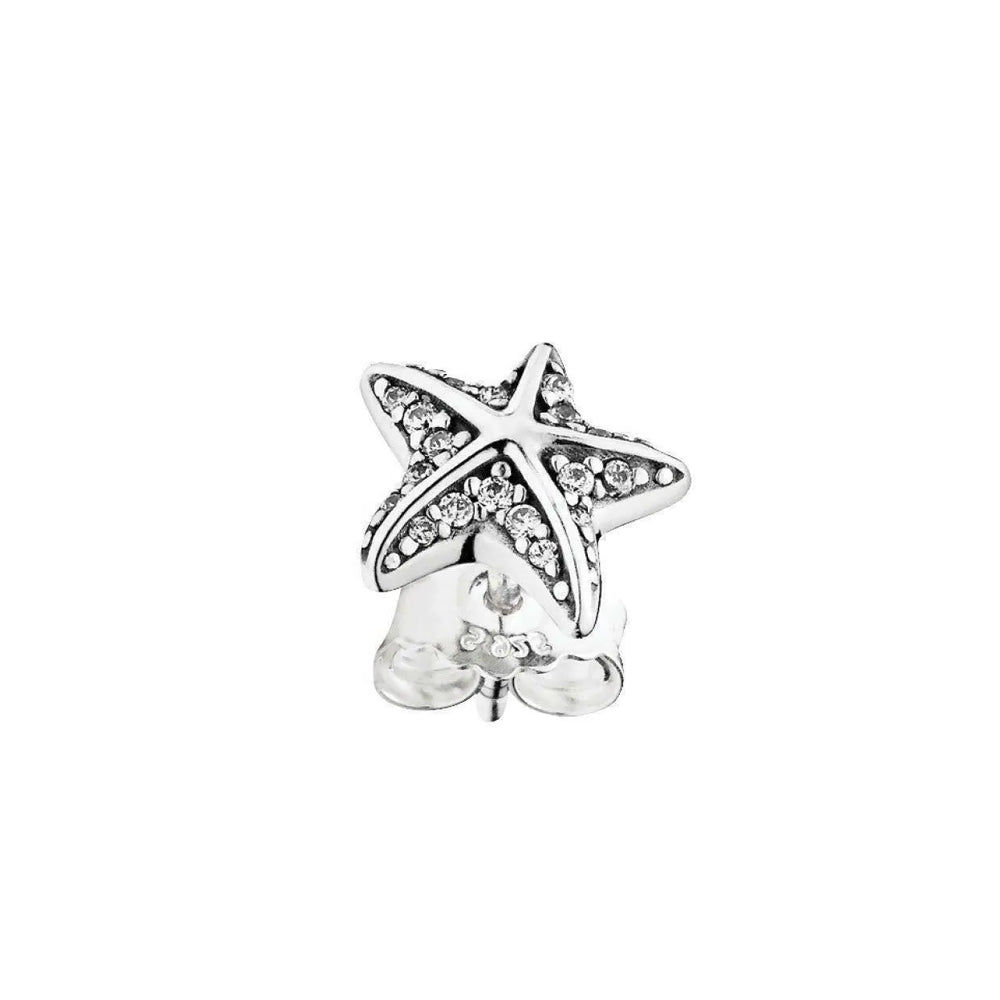 Aretes Pendientes Pandora Estrella de Mar Tropical y Circonica 290748CZ Plata 925