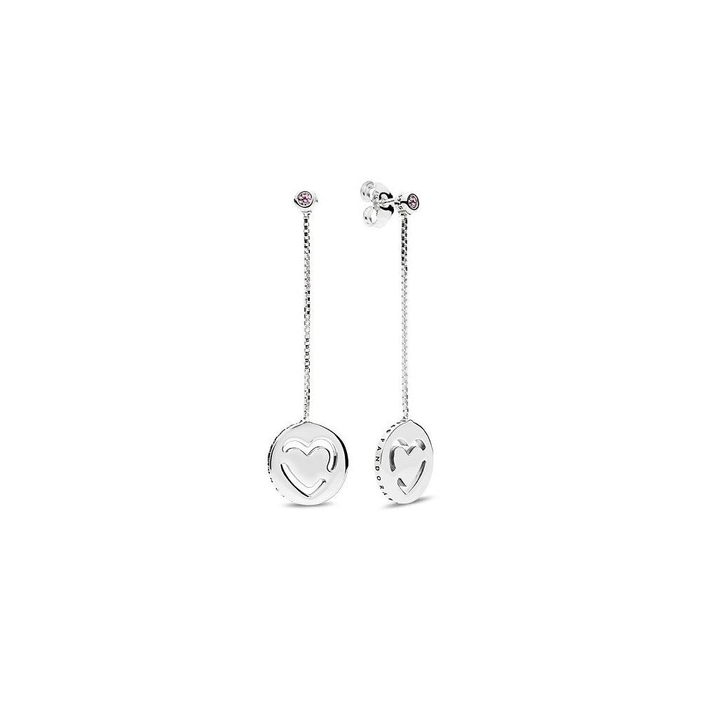 Aretes Pendientes Pandora Tipo Topo Pendulo de Corazones 296577FPC Plata 925