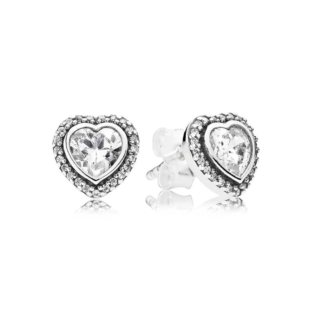 Aretes Pendientes Pandora Corazon Brillante Detalles en Circonita 290568CZ Plata 925