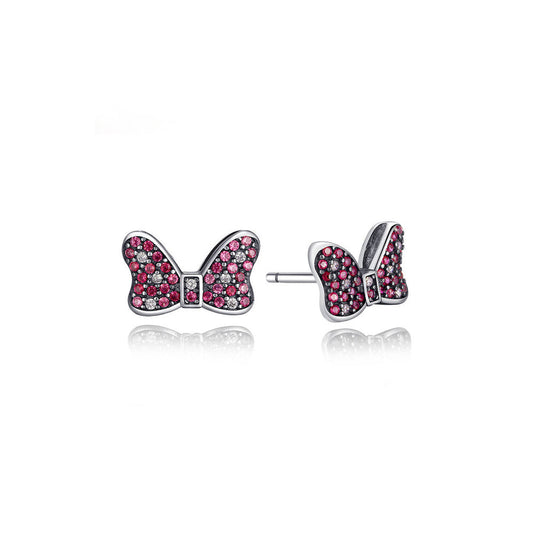 Aretes Pendientes Pandora Tipo Topo Moño de Minnie Mouse 290578czr Plata 925