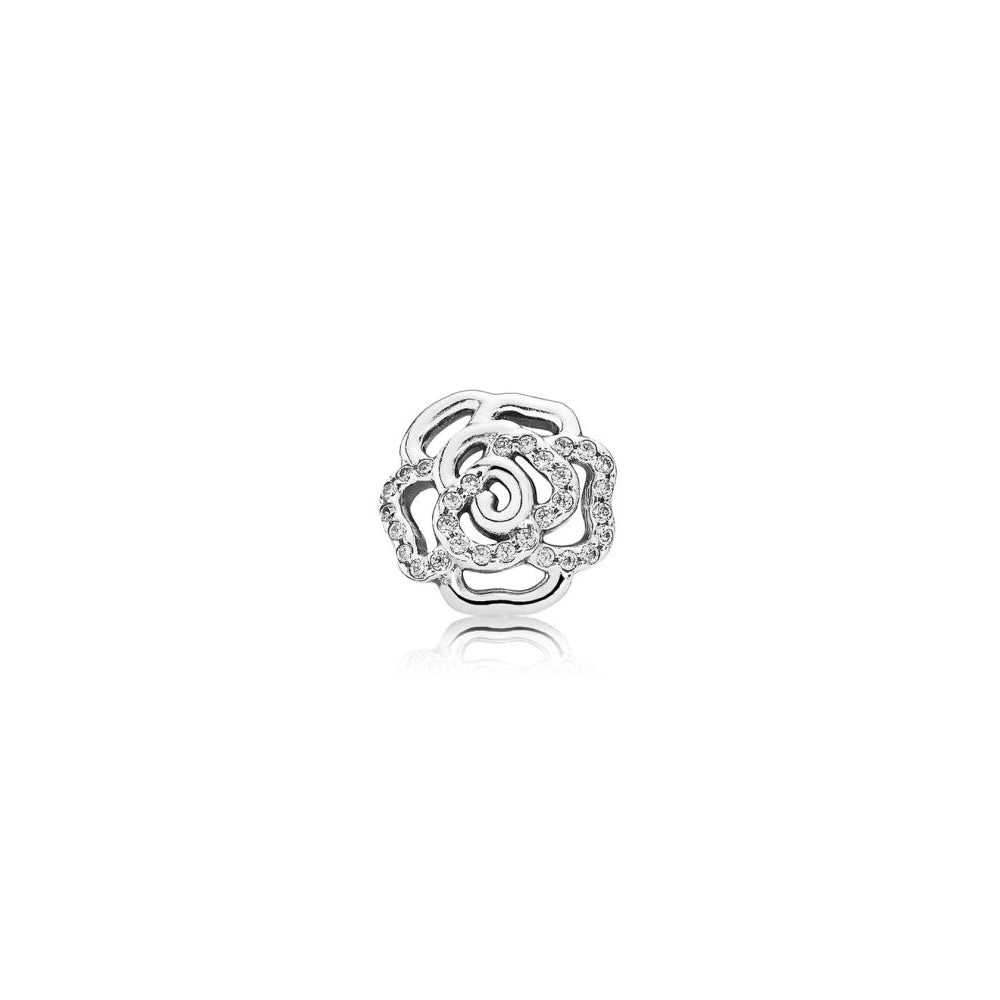 Aretes Pendientes Pandora Tipo Topo Flor con Detalles en Circonita 290575CZ Plata 925