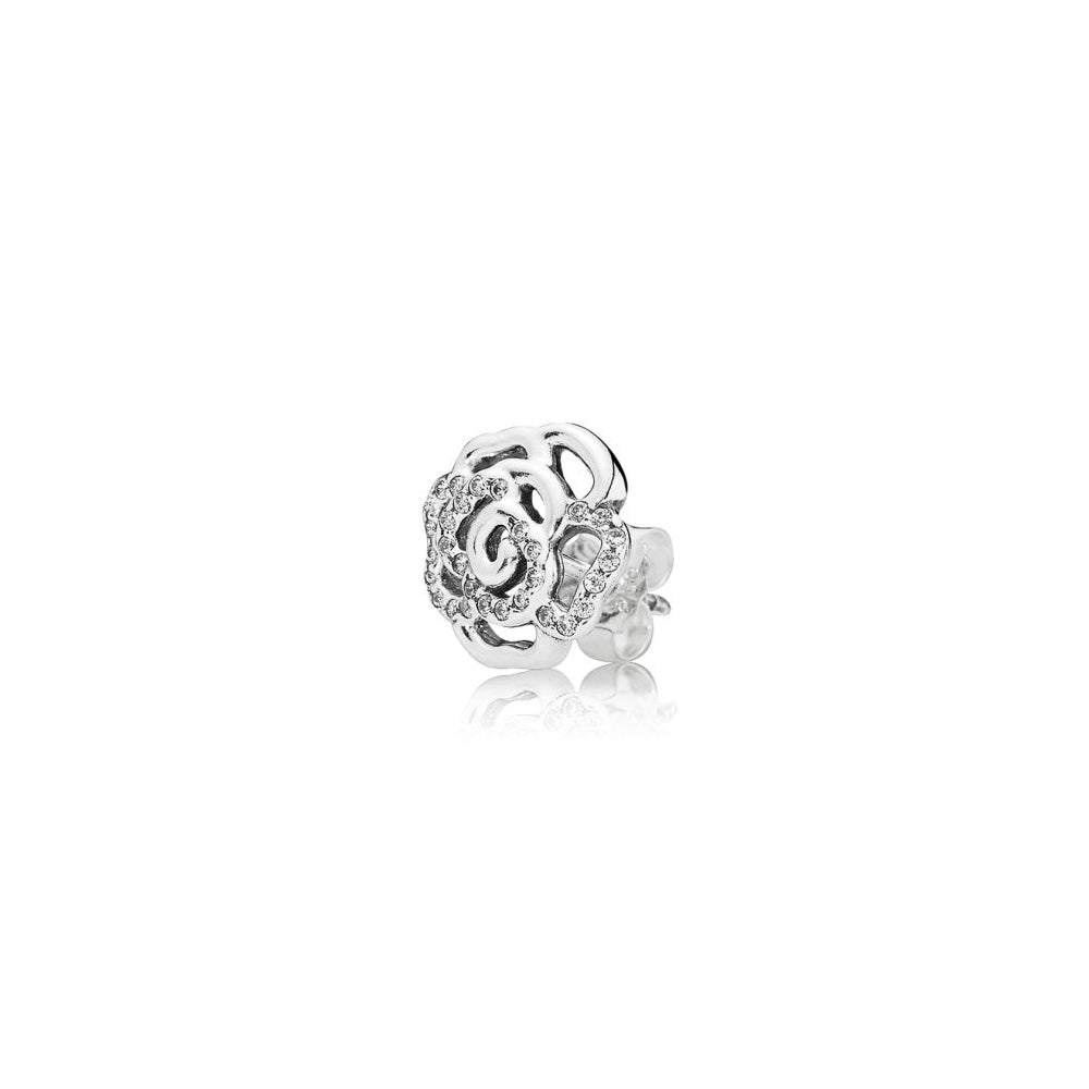 Aretes Pendientes Pandora Tipo Topo Flor con Detalles en Circonita 290575CZ Plata 925