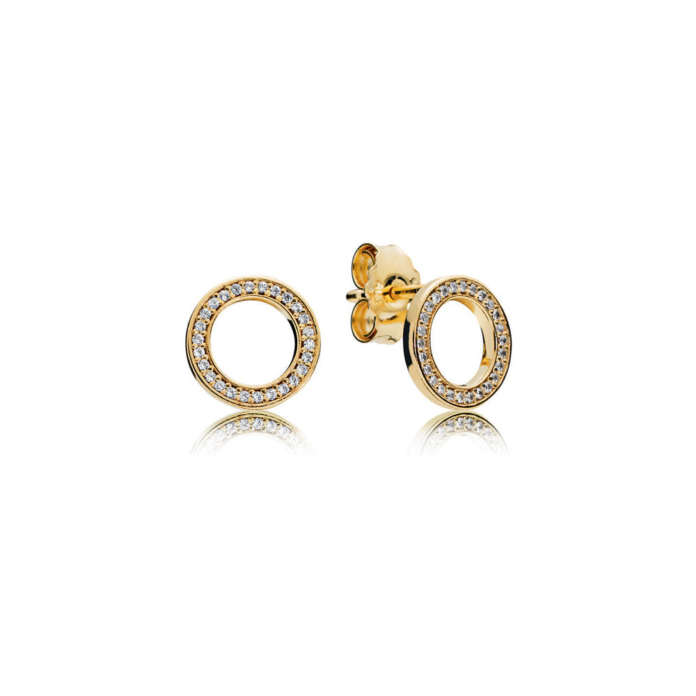 Aretes Pendientes Pandora Circulo Shine Bañado en Oro 14k 267112CZ Plata 925