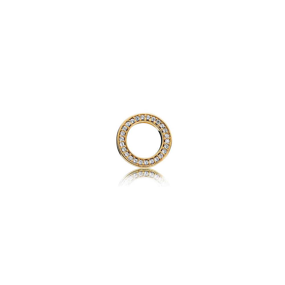 Aretes Pendientes Pandora Circulo Shine Bañado en Oro 14k 267112CZ Plata 925