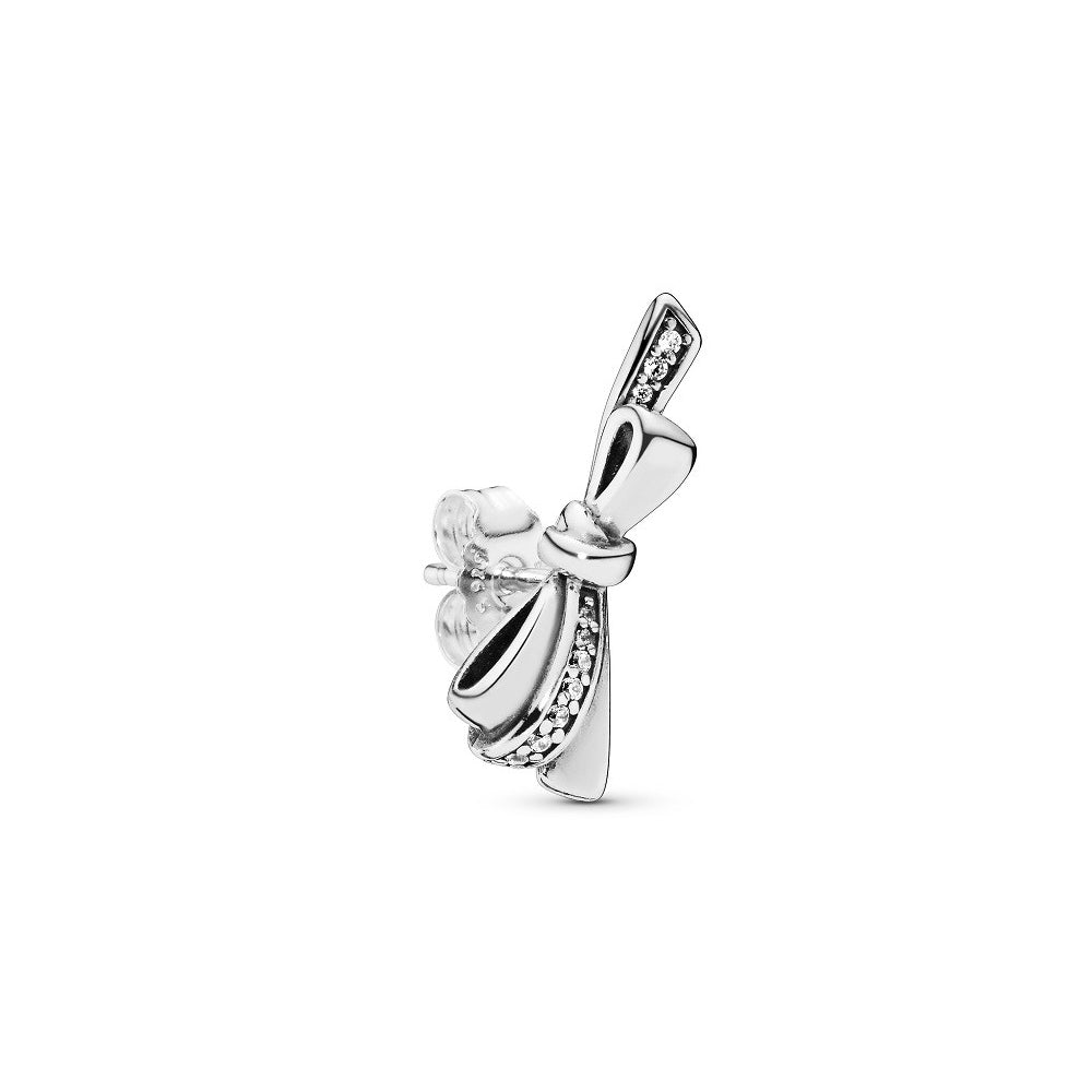 Aretes Pendientes Pandora Tipo Topo Lazo Brillante 297234CZ Plata 925